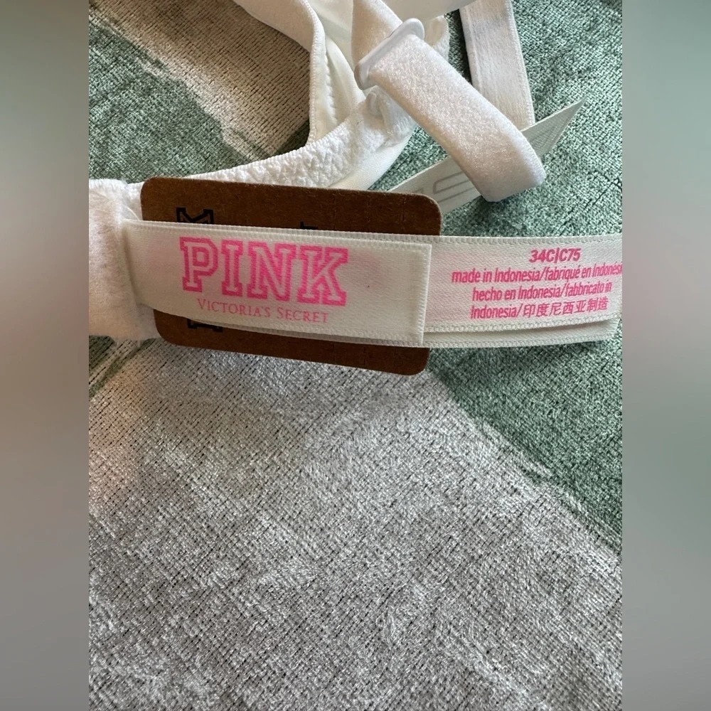 NWT Pink White Bra with Hot Pink Lining Size 34C